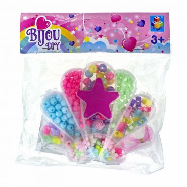 Т21473 1toy Набор бусин "Bijou DIY" ракушка 13,5*14см, 200 бусин, в пакете с хедером